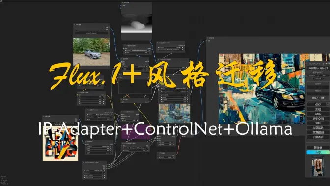 Flux模型的IP-Adapter风格迁移+ControlNet主体控制+Ollama自动提示+Hyper-SD加速