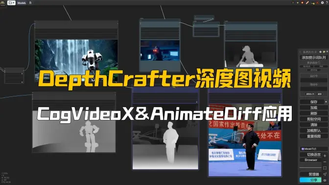 DepthCrafter高度稳定性的深度图视频转换,在CogVideoX和AnimateDiff中的应用示例
