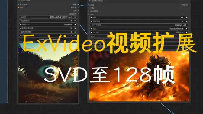 ExVideo扩展SVD视频到128帧,+AnimateDiff Refiner视频细化流程分享