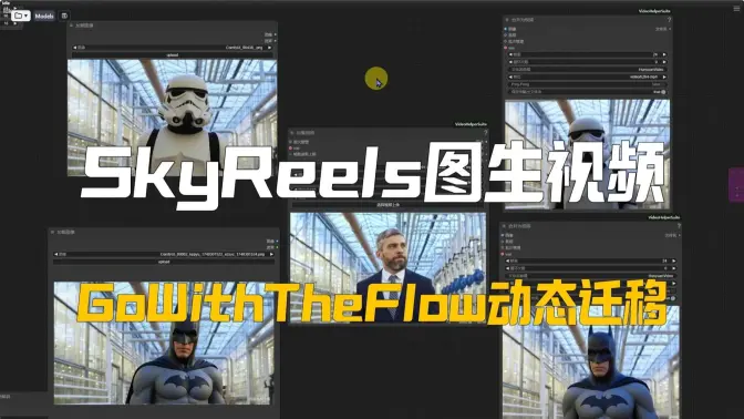 指定图像和视频完成视频动态迁移,GoWithTheFlow动态重构+SkyReels图生视频