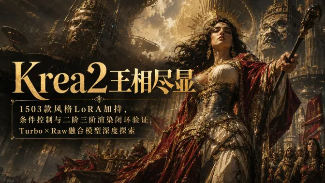 Krea2王相尽显：1503款风格LoRA加持，条件控制与二阶三阶渲染闭环验证，Turbo×Raw融合模型深度探索(一)