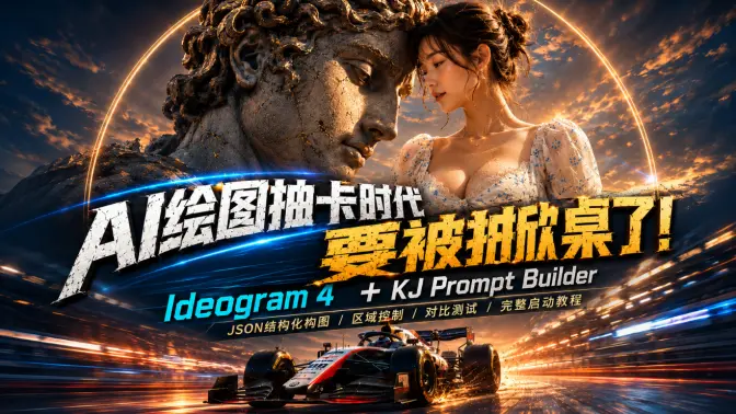 AI 绘图抽卡时代要被掀桌了！Ideogram 4 + KJ Prompt Builder 深度实测：JSON 结构化构图、区域控制、对比测试与完整启动教程