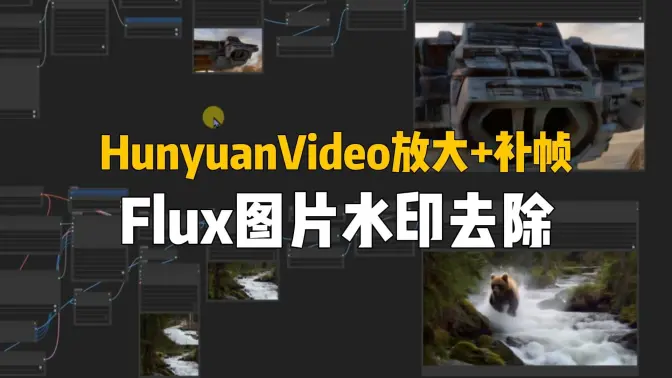 HunyuanVideo的放大及补帧,使用Flux模型进行图片水印的去除,SVDQuant 3倍加速讯息分享