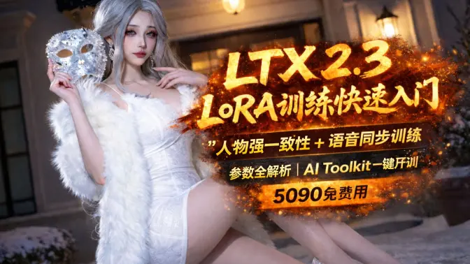 别再乱试了，LTX 2.3 LoRA训练快速入门：人物强一致性与声音同步训练，参数全解析，AI Toolkit一键开训，4090、5090免费用