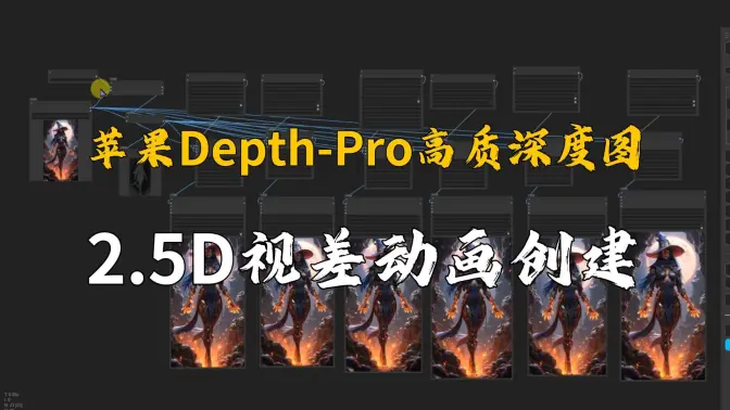 苹果Depth-Pro高分辨率深度图快速生成,结合Depthflow创建2.5D视差动画ComfyUI实现