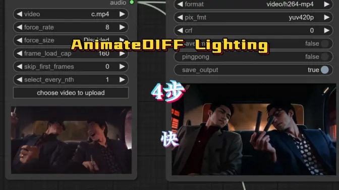 AnimateDIFF Lighting,4步生成视频,更快~