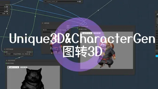 Unique3D图转3D&CharacterGen生成角色的高质量多视图图像,ComfyUI-3D-Pack