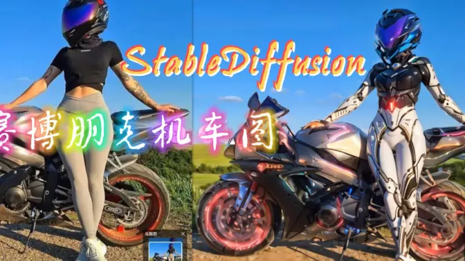 赛博朋克机车图,局部重绘,StableDiffusion