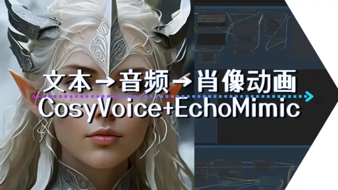 文本→音频→肖像动画在ComfyUI中的完全生成,CosyVoice+EchoMimic