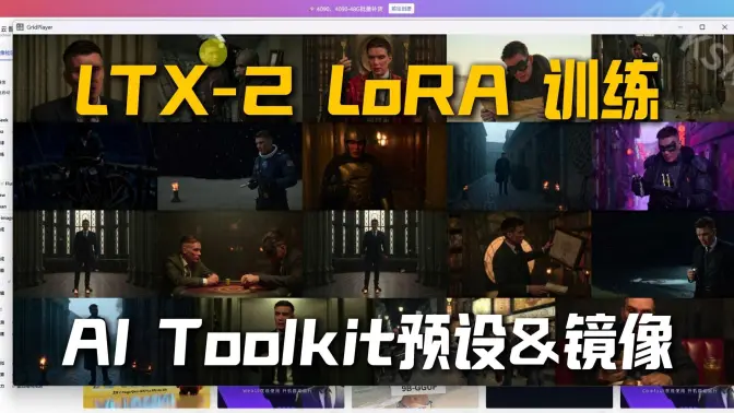 LTX-2音画同步人物LoRA训练：复盘AI-Toolkit官方思路！4090/5090一键启动+参数详解,6小时4090镜像免费开练