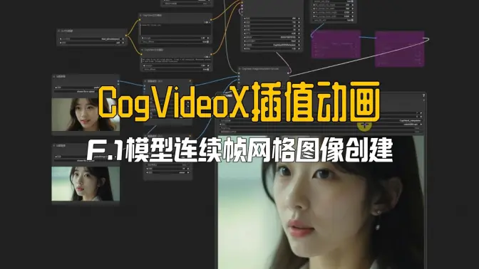 CogVideoX创建两张图像之间插值动画,使用Flux模型生成连续帧的网格图像
